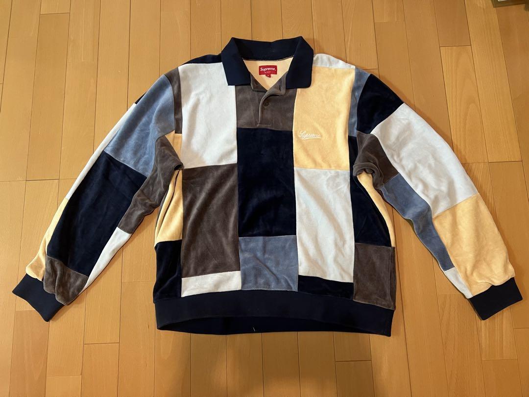 20aw Supreme Patchwork Velour Long Sleeve Polo