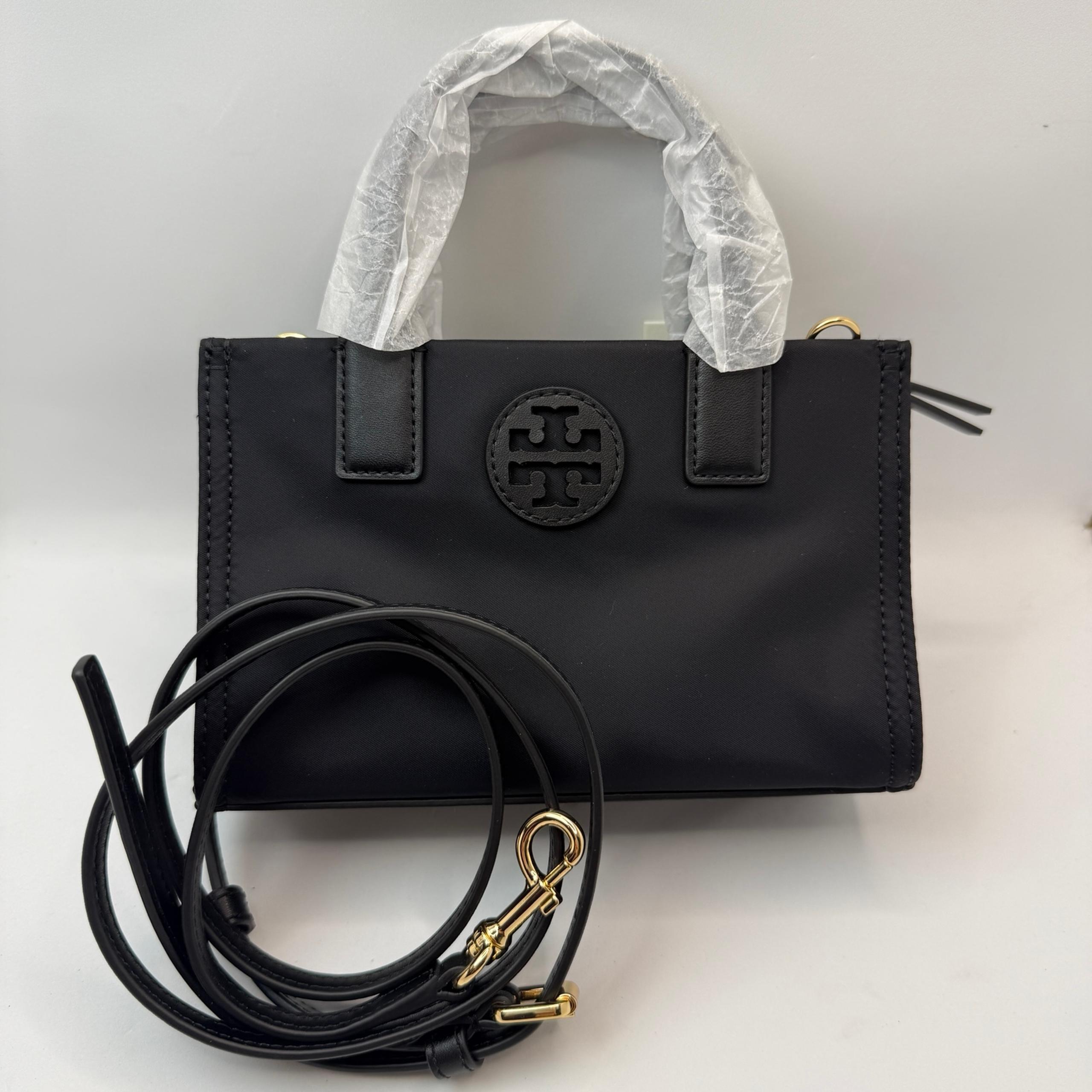 Tory Burch Ella Nylon Mini Tote Crossbody Bag 146437 In Black
