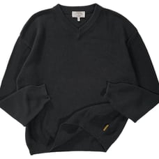 Italian-made ARMANI JEANS cotton V-neck knit, size L, gray.