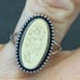 Vintage Sterling Clark and Coombs Ivory Carved Ring 7