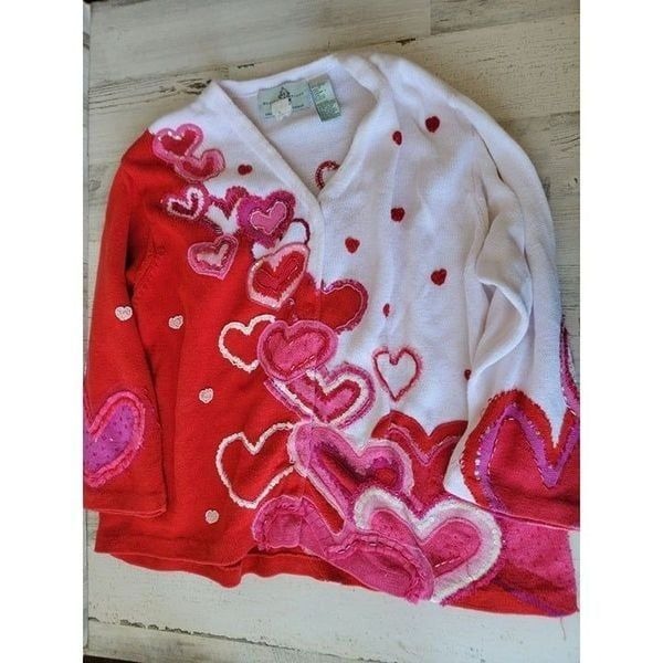 Design options Philip Jane Gordon Valentine's heart cardigan red white