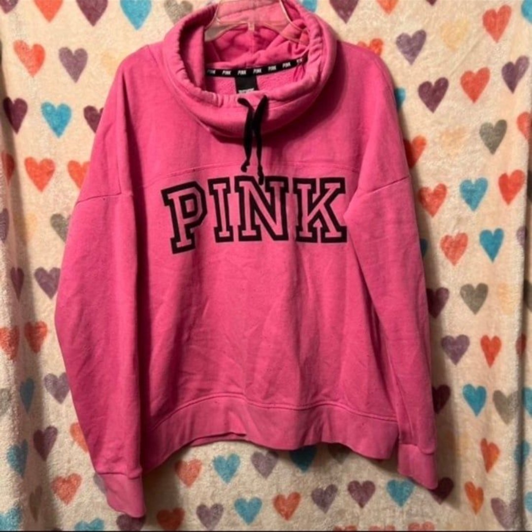 Victoria's Secret PINK Funnel Neck Hoodie Large Logo