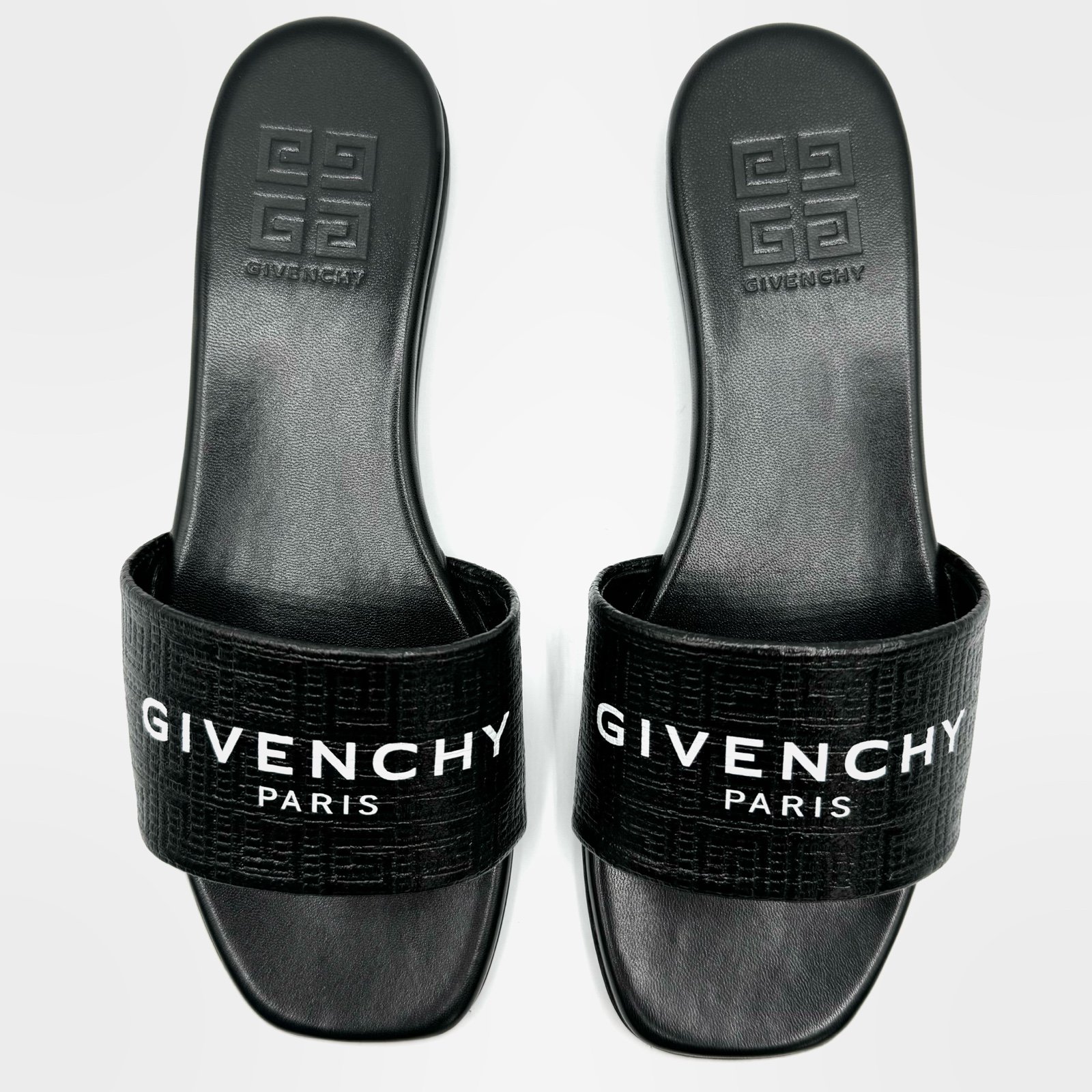 NEW Givenchy Black 4G Logo Monogram Opened Toe Sandals Flats Shoes