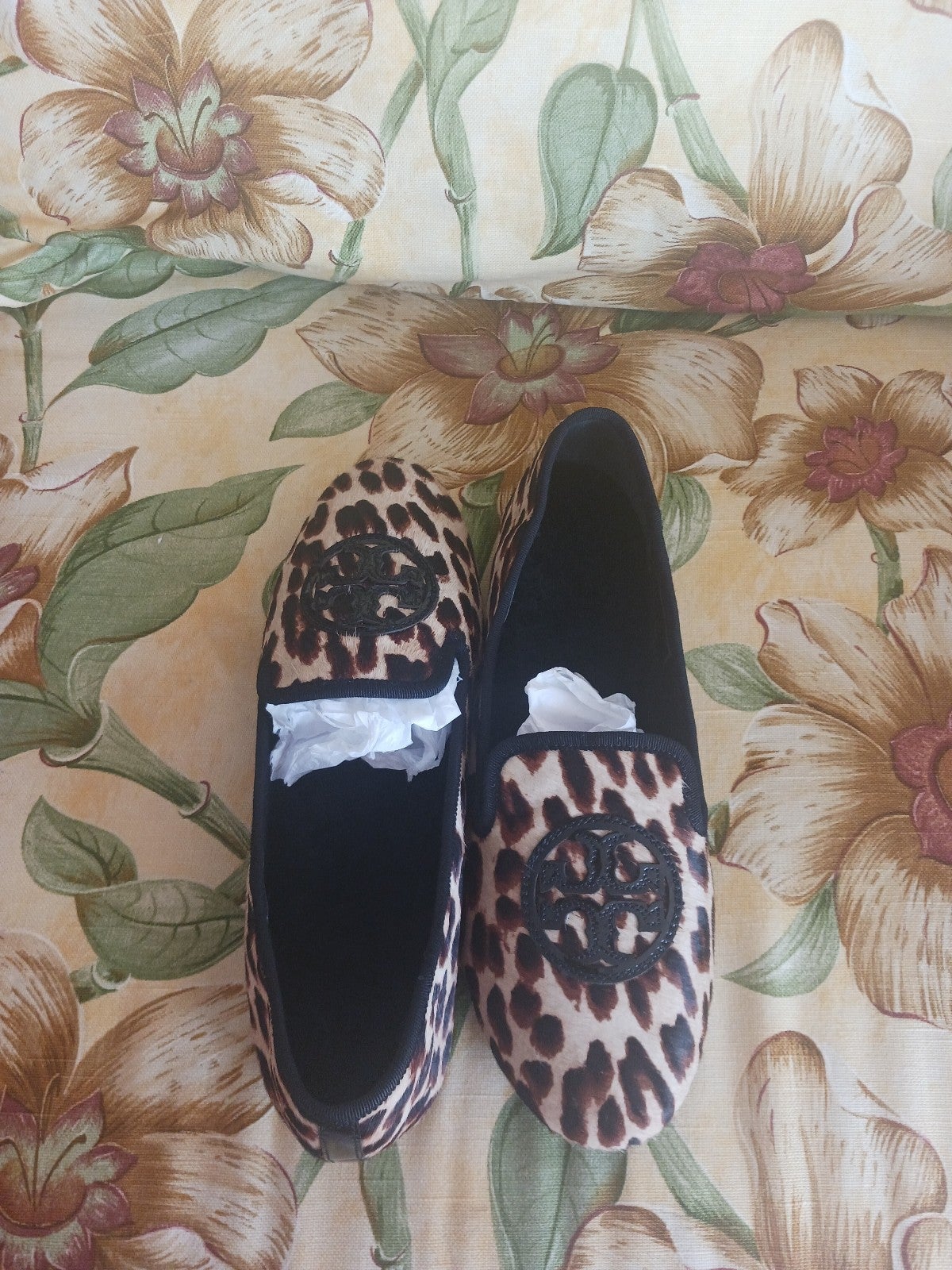 Tory Burch real lamb, leather, and real hair calf flats