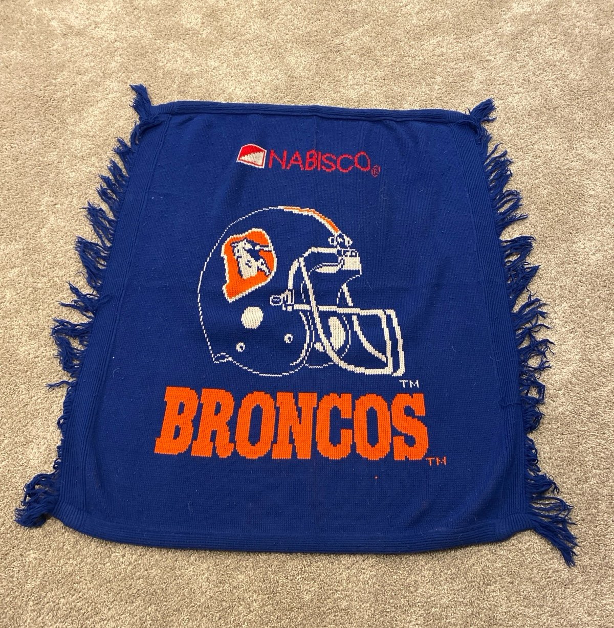 Vtg Denver Broncos Football Lap Blanket Denver Nabisco