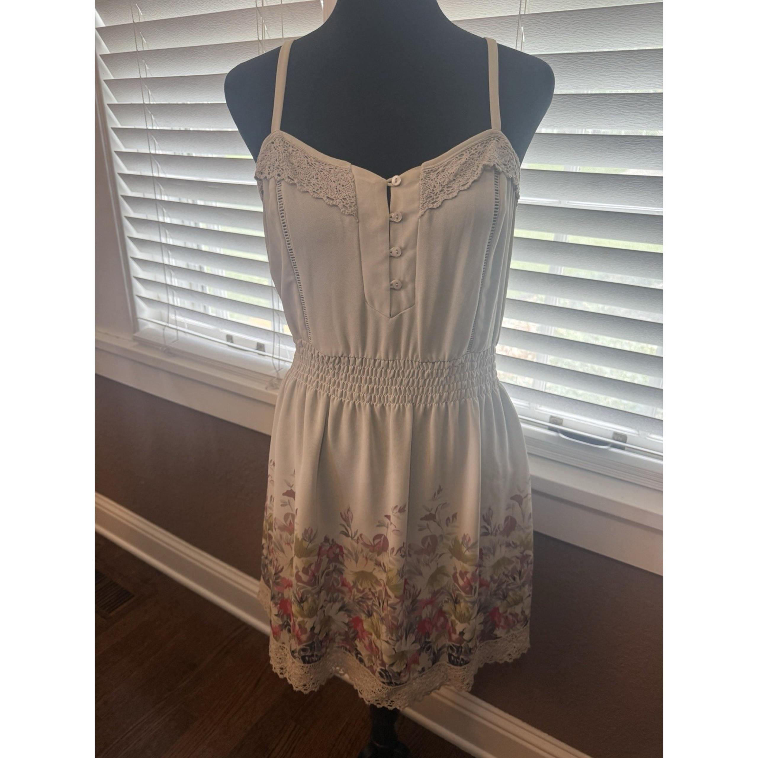 Kimchi Blue Urban Outfitters Grey Mini Slip Dress Floral Strappy Crochet Lace S