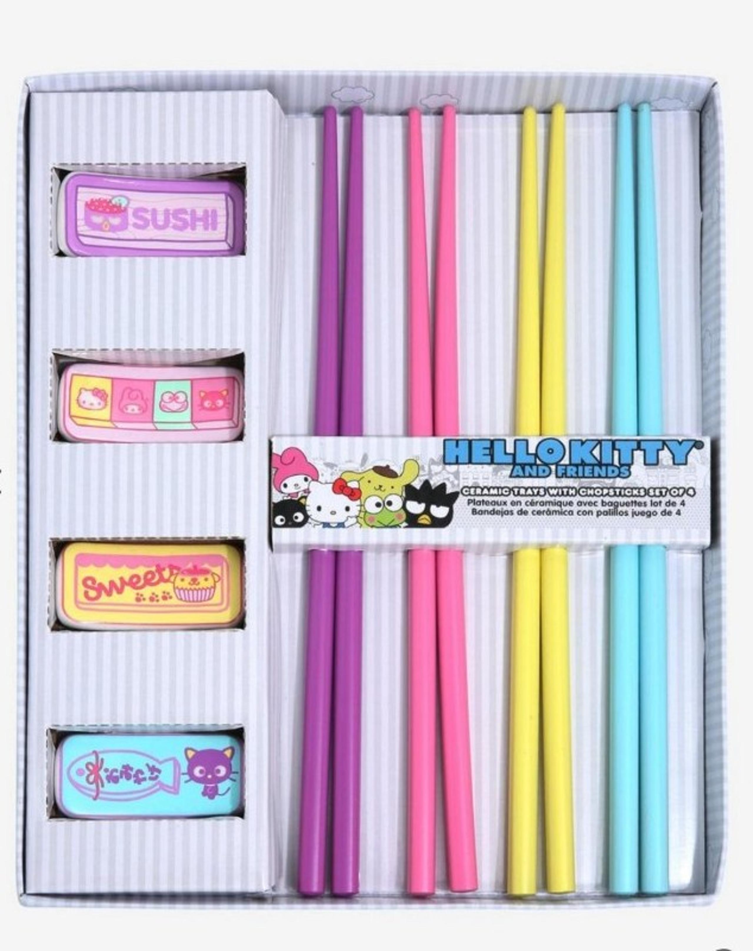 New Hello Kitty And Friends Chopstick & Tray Set