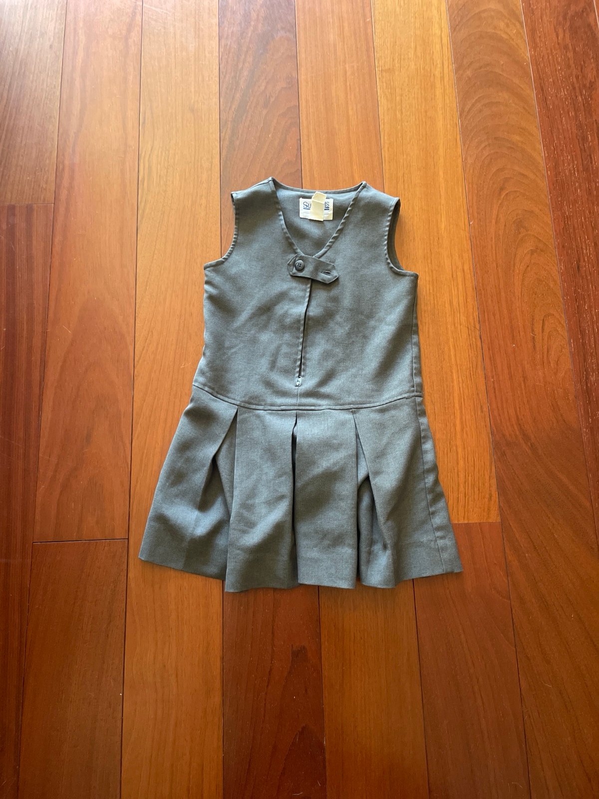 Girls grey uniform dress with blue pleats