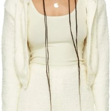 Skims Women's Off White Long Sleeve Cozy Knit Zip Up Casual Hoodie Size M