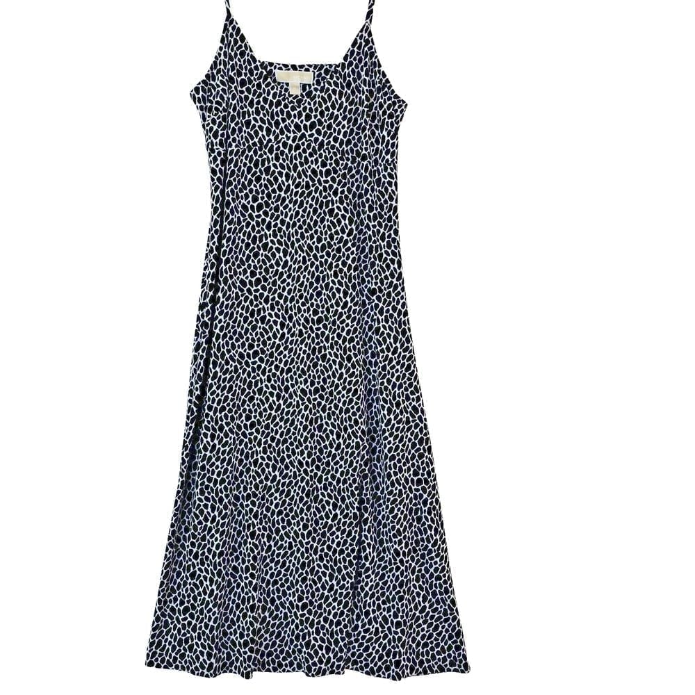 Michael Kors Abstract Animal Print Dress Women's XL Spaghetti Strap Black White