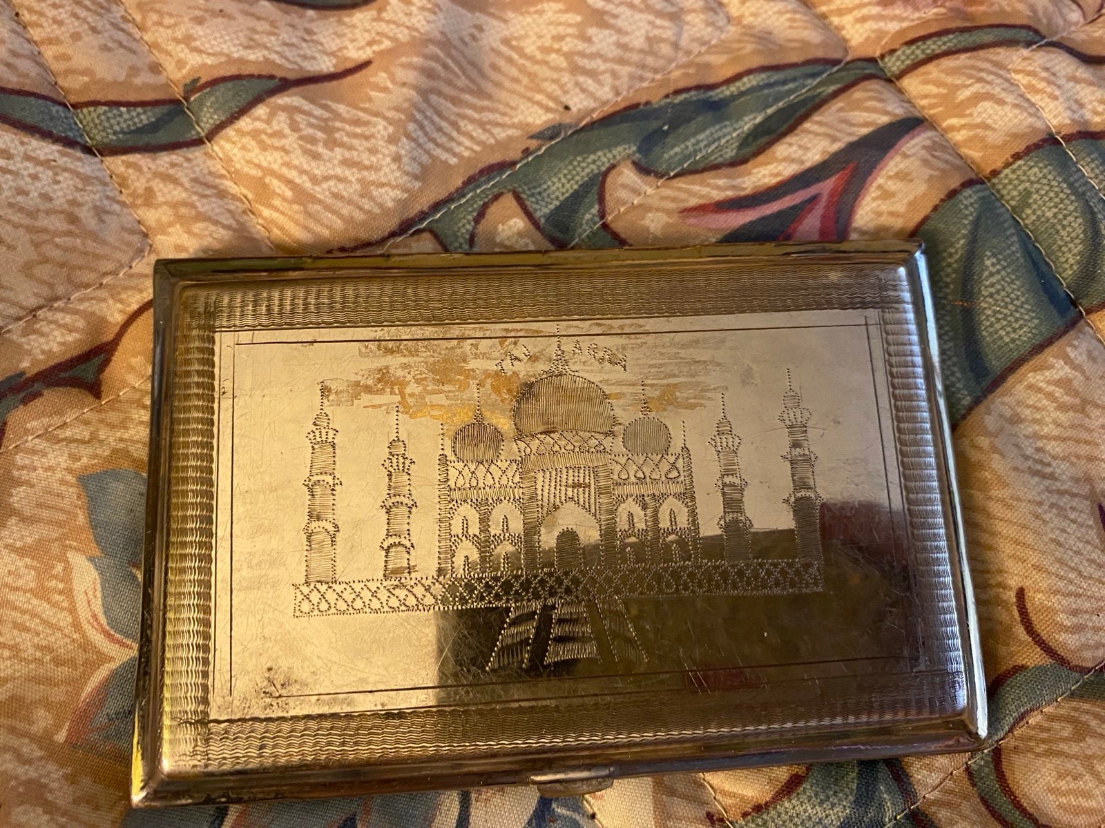 Vintage Taj Agra Design and Map of India all Sliver Cigarette Case