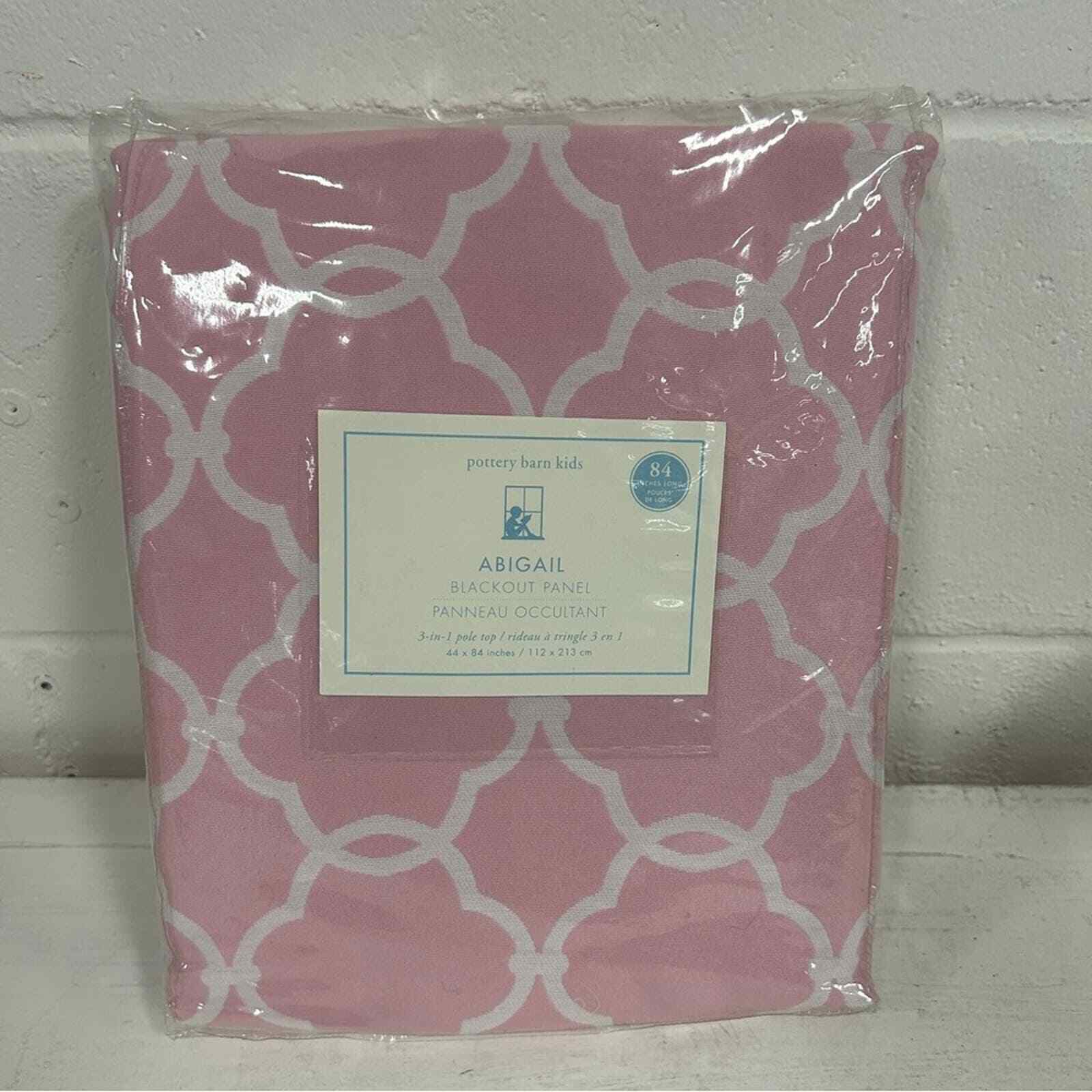 Pottery Barn Kids Abigail PINK Lined Drape Curtain Panel 44x84 blackout 3n1 NEW