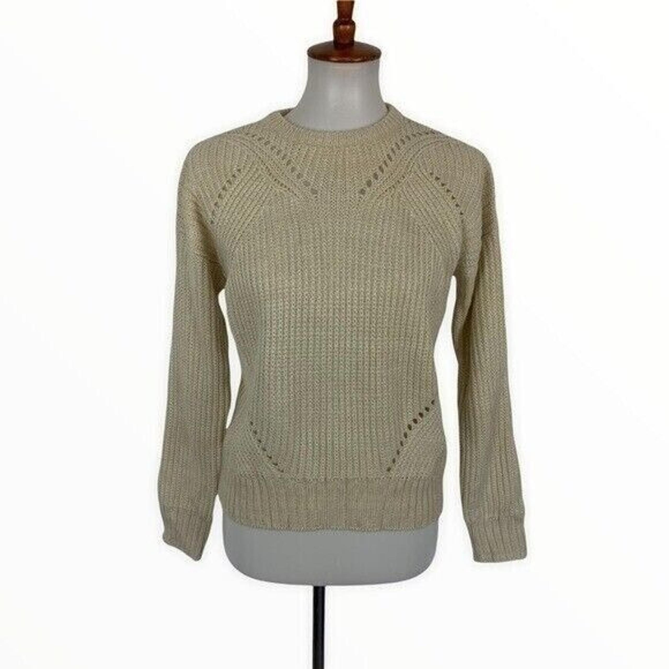 John + Jenn Beige Knit Sweater Crewneck Lightweight Pullover Stylish Small