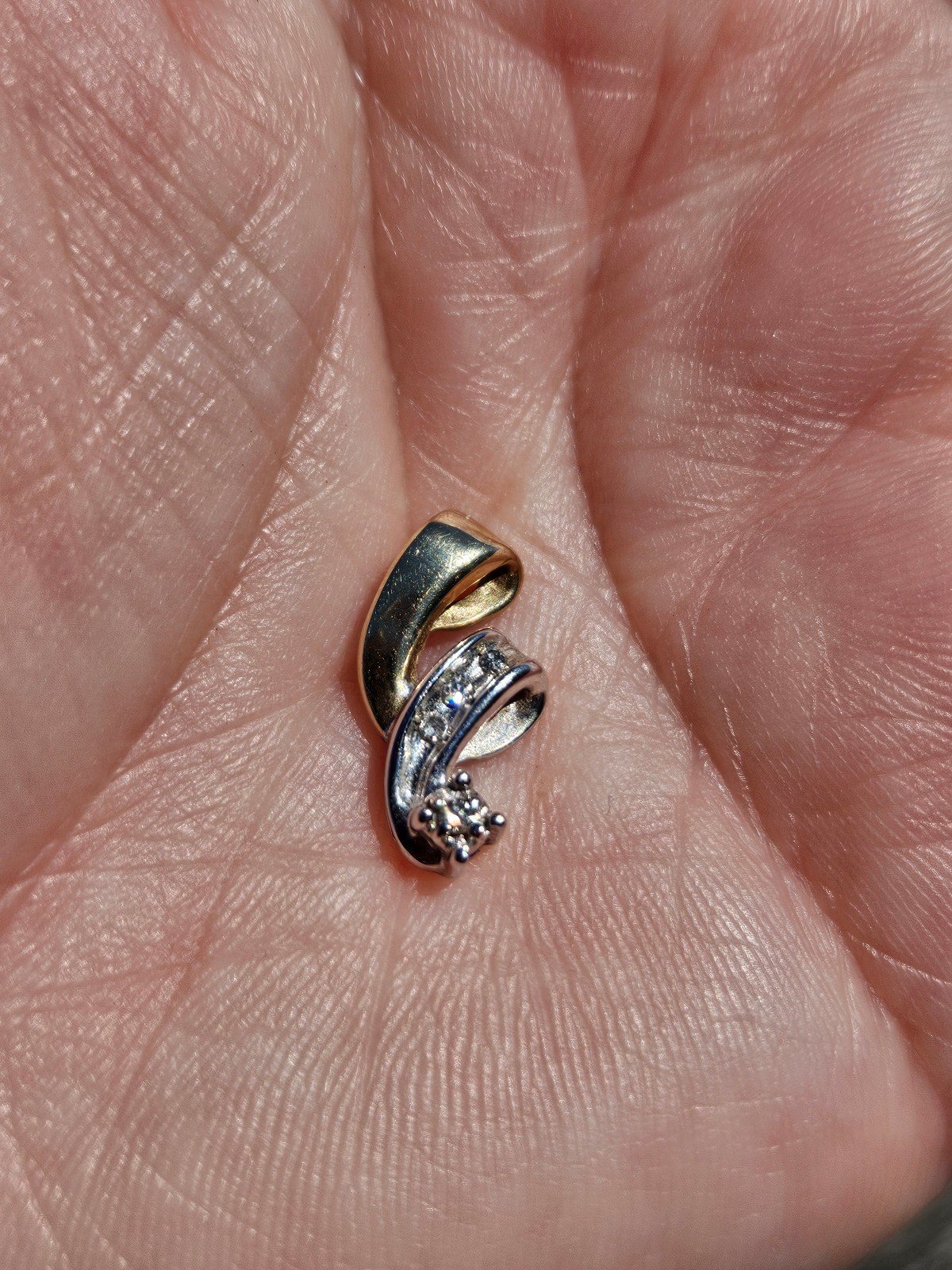 10k gold and diamond swirl pendant slide charm. NO CANCELLATIONS