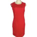Premise M Red Princess Seams Grommet Shoulder Detail Sleeveless Sheath Dress