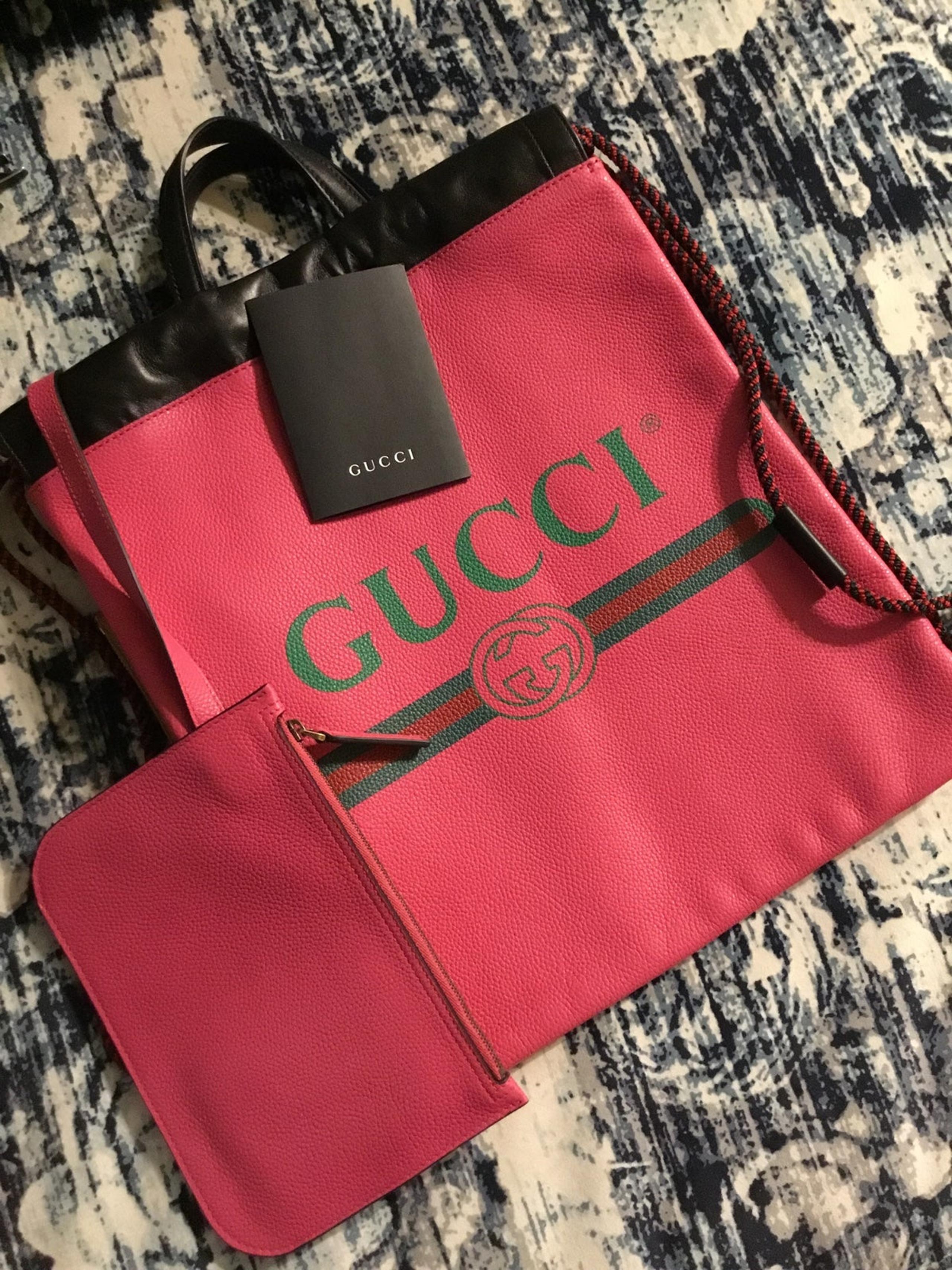 Gucci logo Drawstring leather Backpack