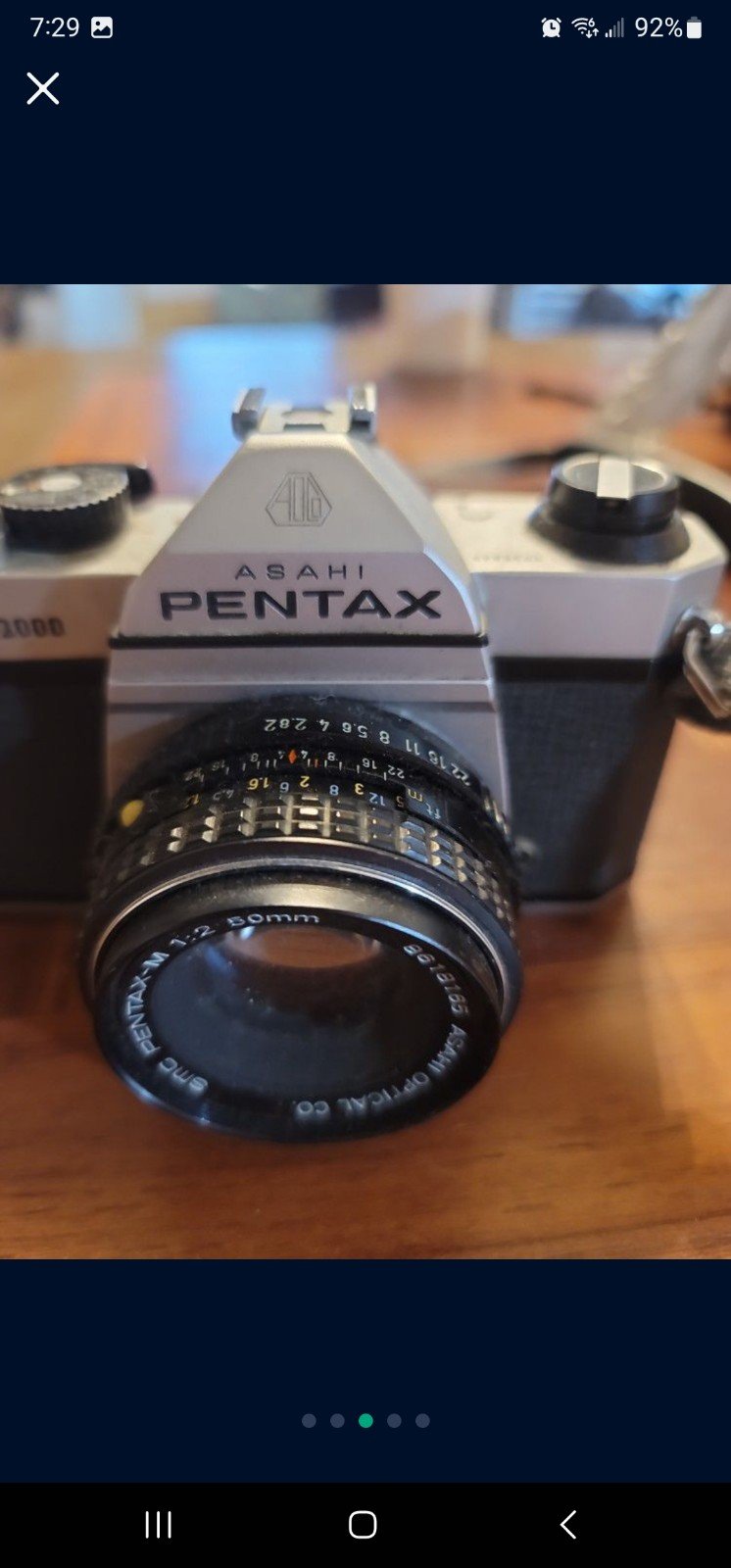 Beautiful Pentax K-1000 SE Camera with a 50mm f2 Lens, Good Condition Strap