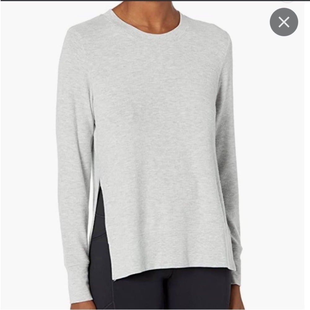 Alo Yoga Glimpse Split Side Hem Long Sleeve Vapor Grey Heather Size Small
