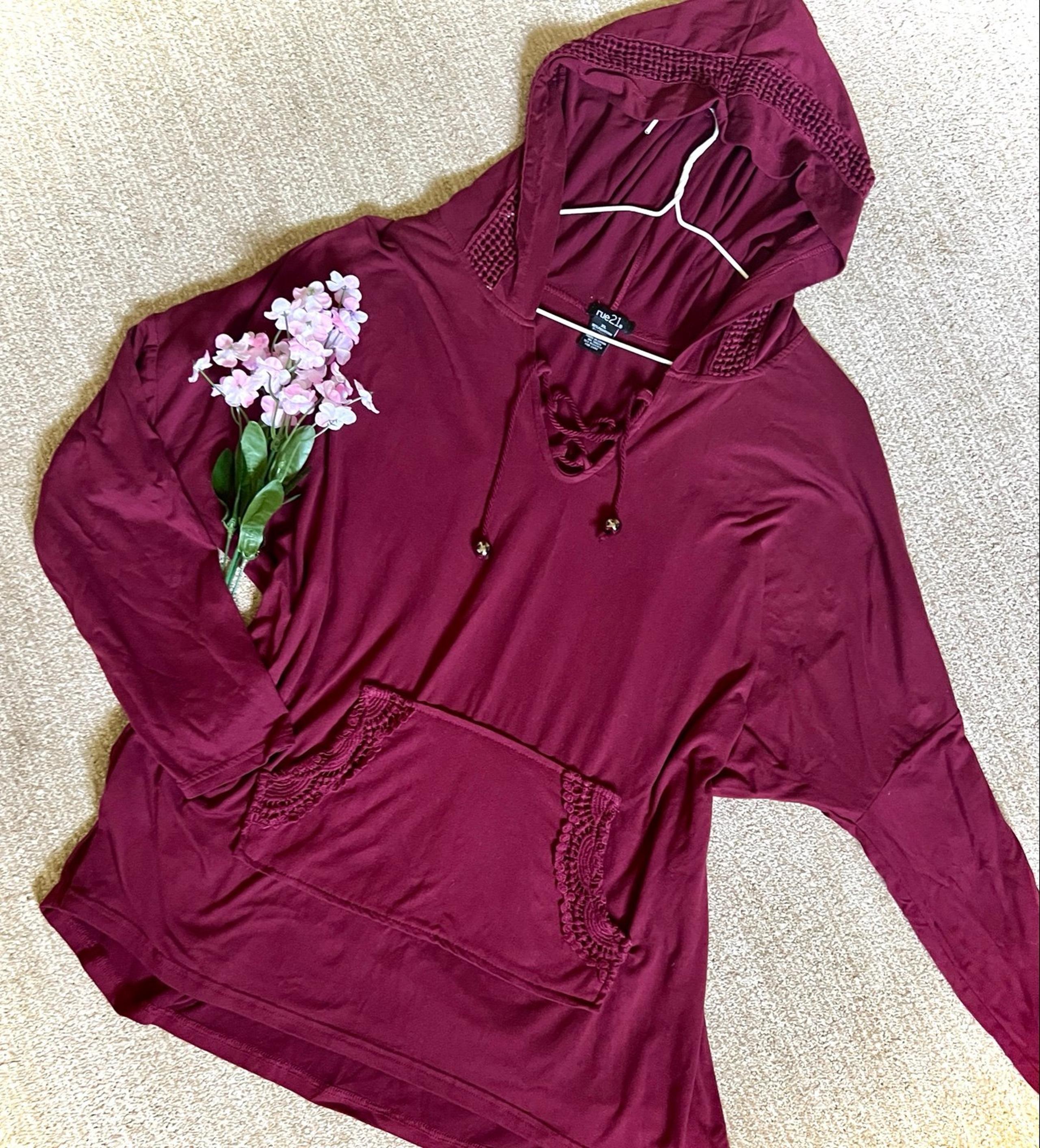 Rue21 Crochet Lightweight Hooded Sweater - XL