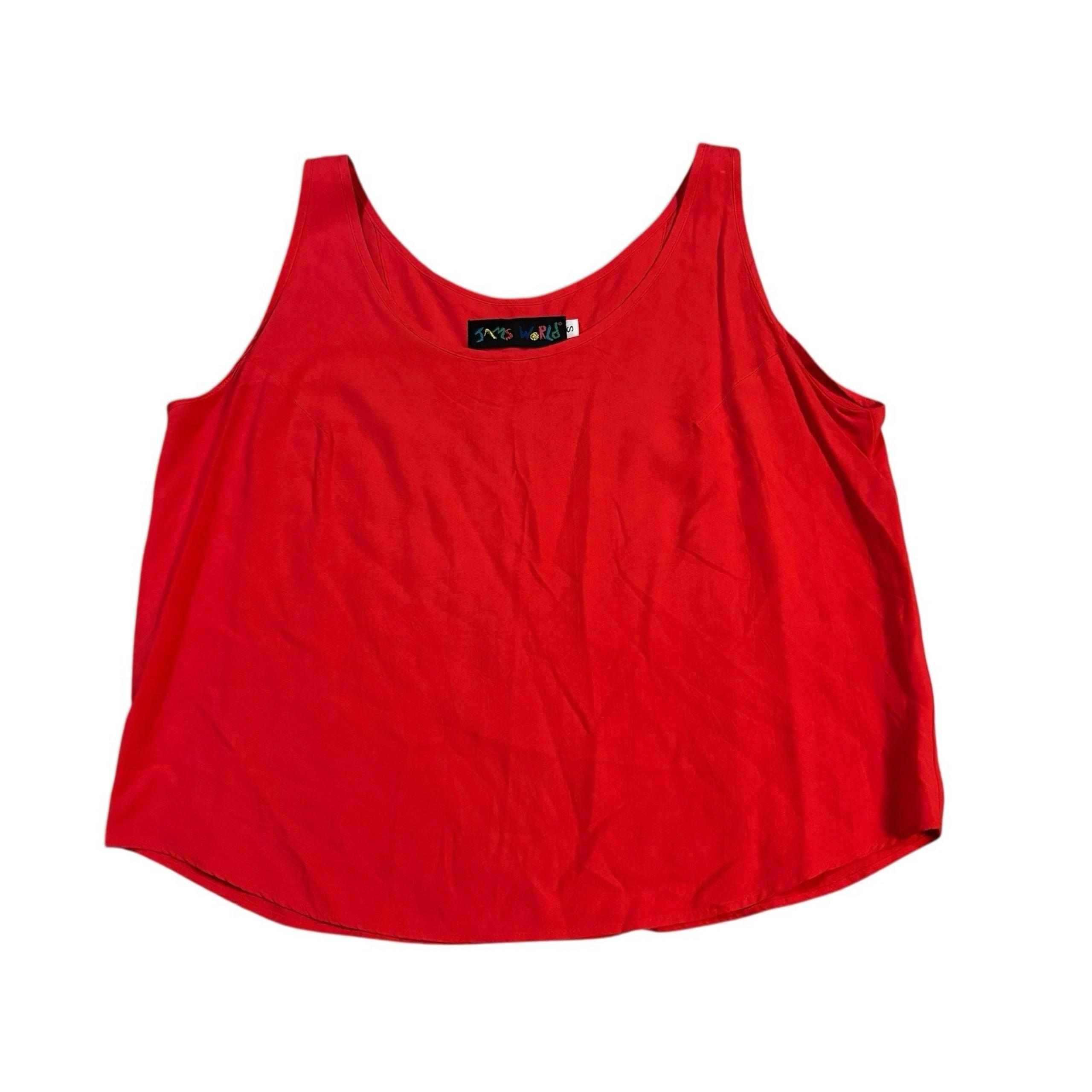 Jams World Tank Top Red Womens Medium Colorful Vacation Tropical Rayon USA