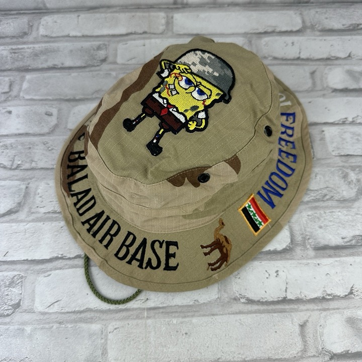 Operation Iraqi Freedom Embroidered Spongebob Boonie Bucket Hat Size 6.75 Balad