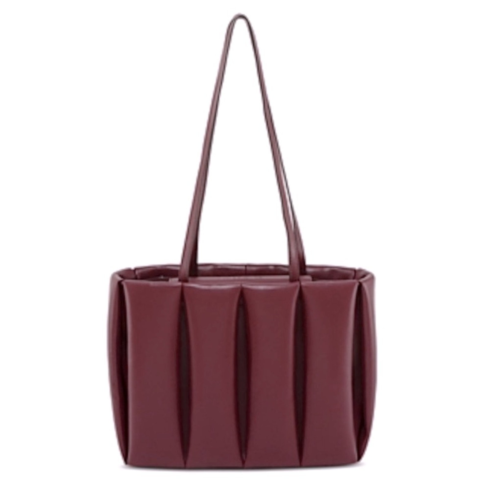 NWT MSRP775 Themoirè Ribbed Square Tote Bag Cabernet Made in Italy