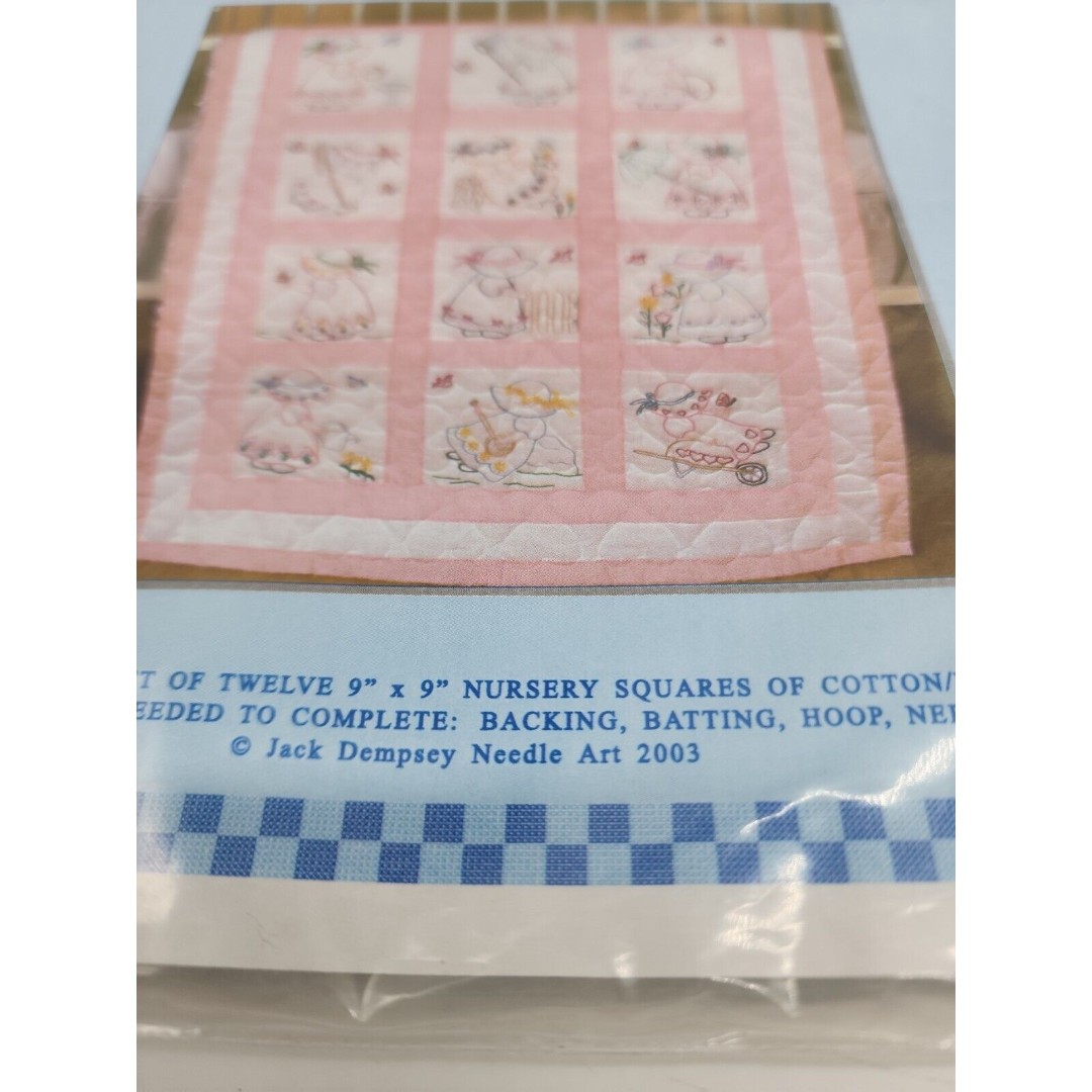 Vintage Janlynn on sale Sleepy Bunnies Blanket Cross Stitch Kit and quilt squares lot