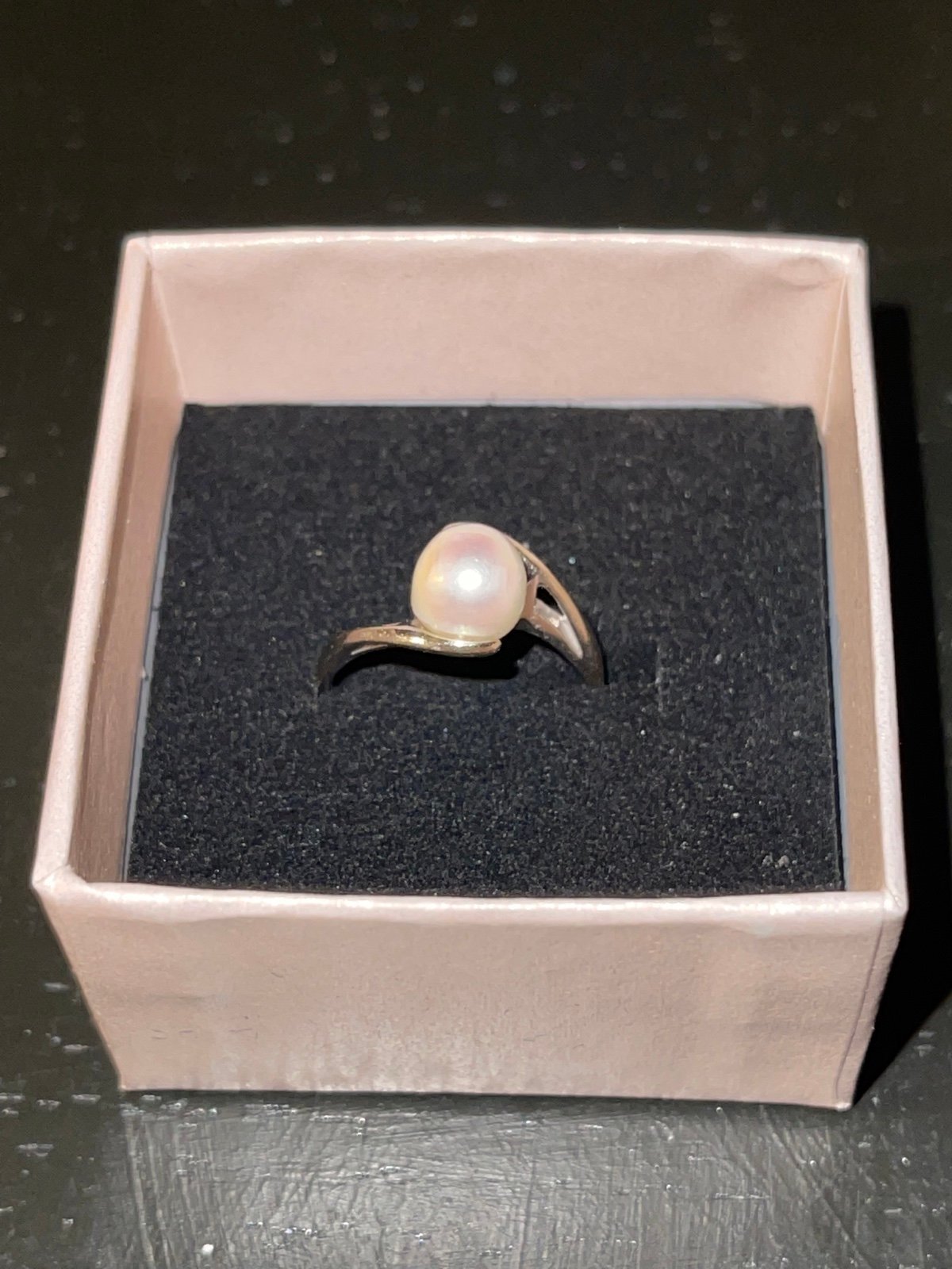 14k solid white gold pearl ring