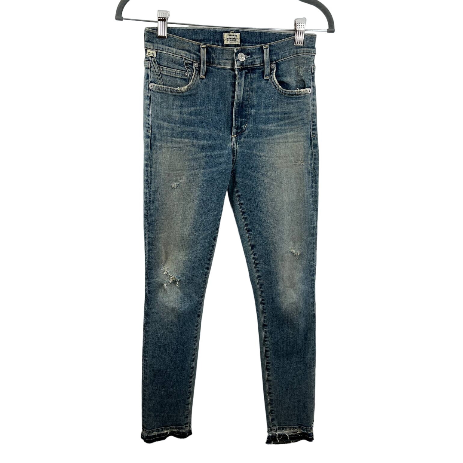 Citizens of Humanity Rocket Crop High Rise Skinny Jeans Blue COH Distressed 27