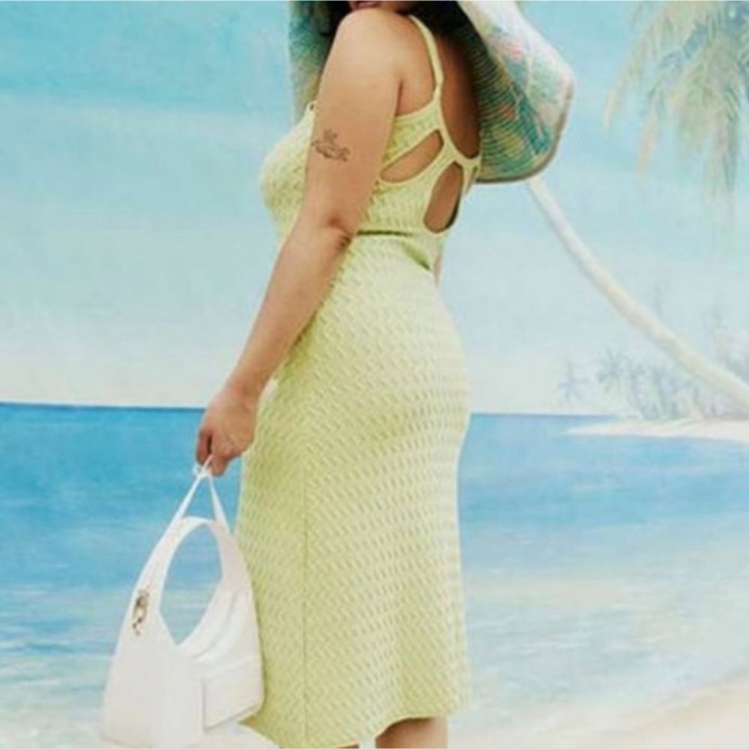 House of Sunny Point Break Midi Knit Dress Green Size US 10