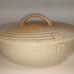 Vintage Baking Dish Stoneware Casserole & Lid 9 X8 X3-4 Beige&Brown Handmade