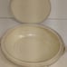 Vintage Baking Dish Stoneware Casserole & Lid 9 X8 X3-4 Beige&Brown Handmade