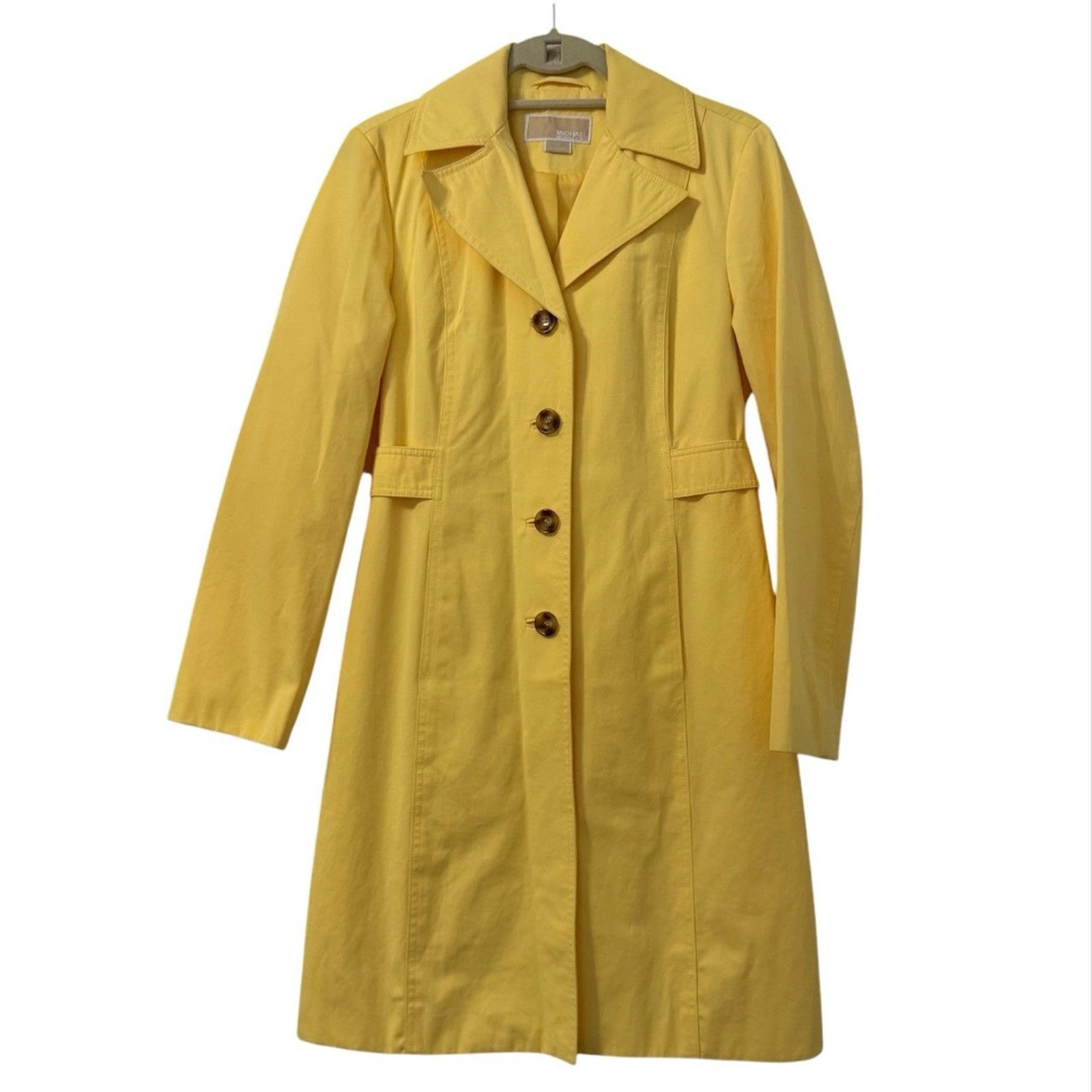 Michael Kors Womens Butter Yellow Trench Coat Rain Jacket Small Outdoor Preppy