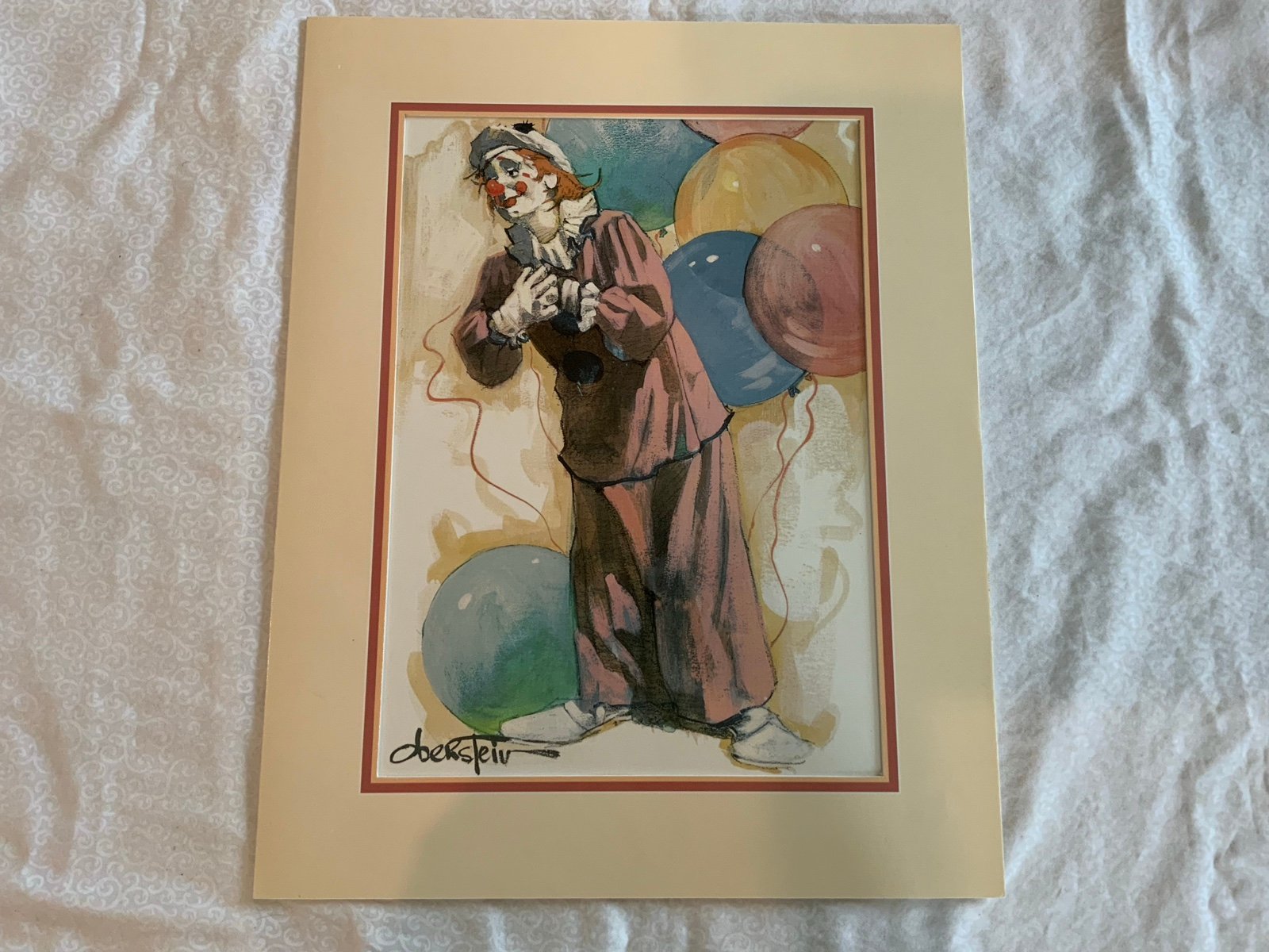 Vintage Chuck Oberstein Clown Print Size 11”x14”