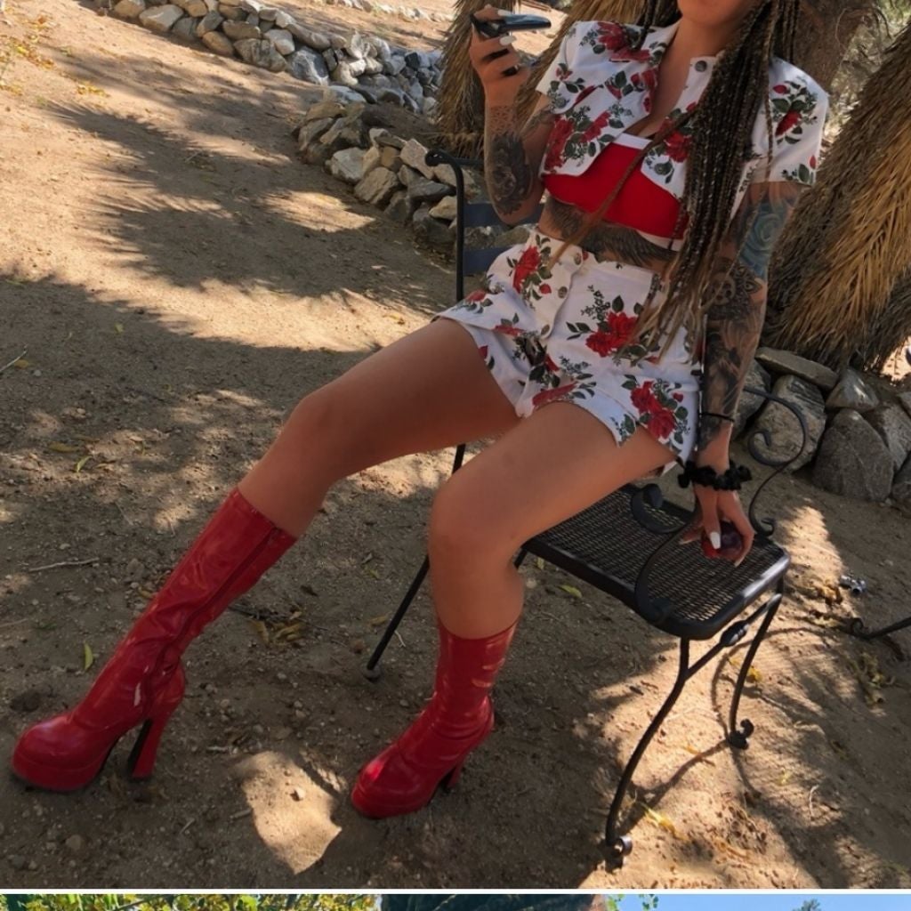 Vintage d & g rose print jean short set