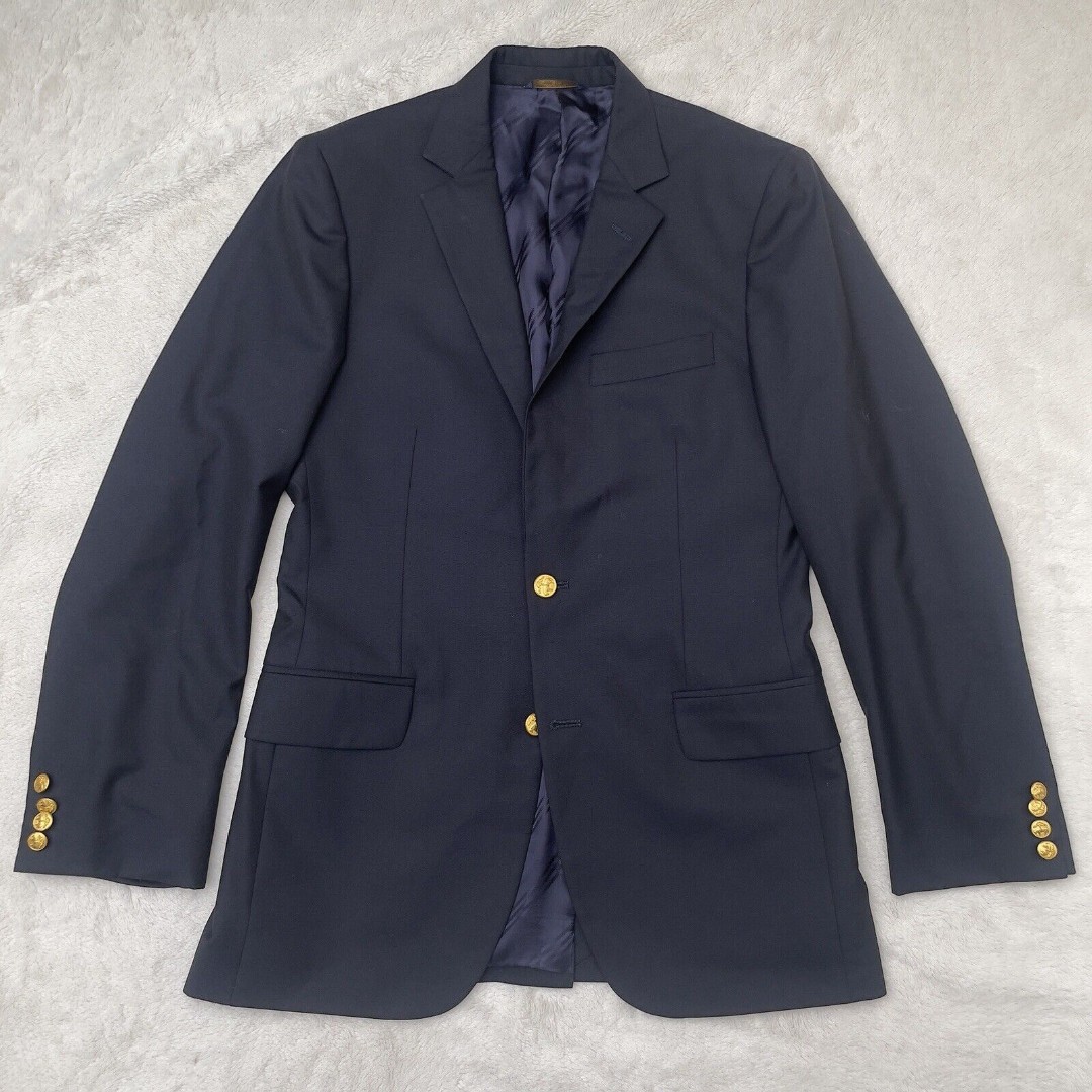 Brooks Brothers 1818 Fitzgerald Loro Piana Navy gold sheep sport coat Mens 39 L