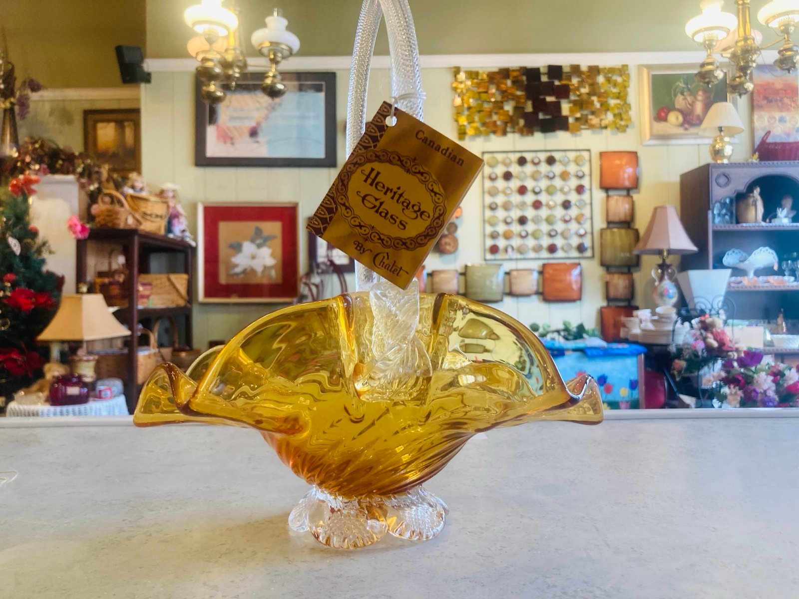 Amber Heritage Glass Basket by Chalet