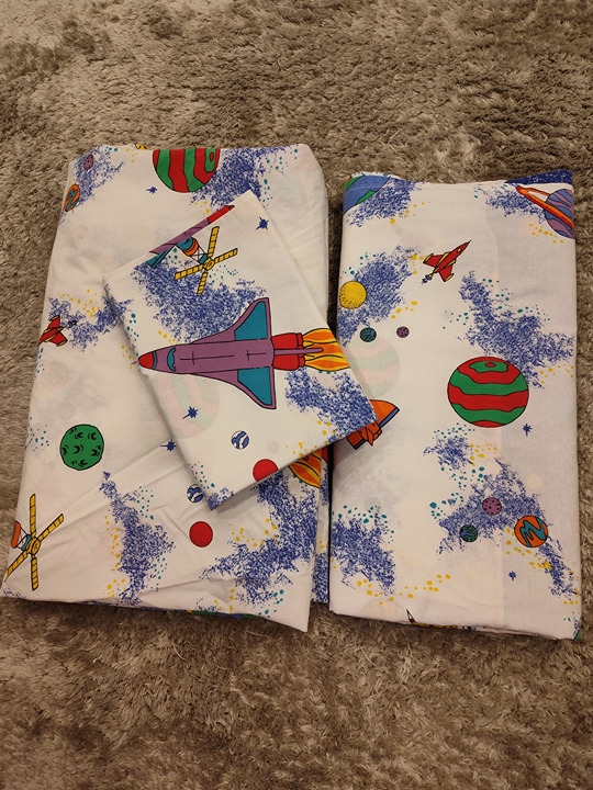 VTG Coming Home by Lands' End Twin Sheet Set, Rocket Ships & Outer Space TWIN
