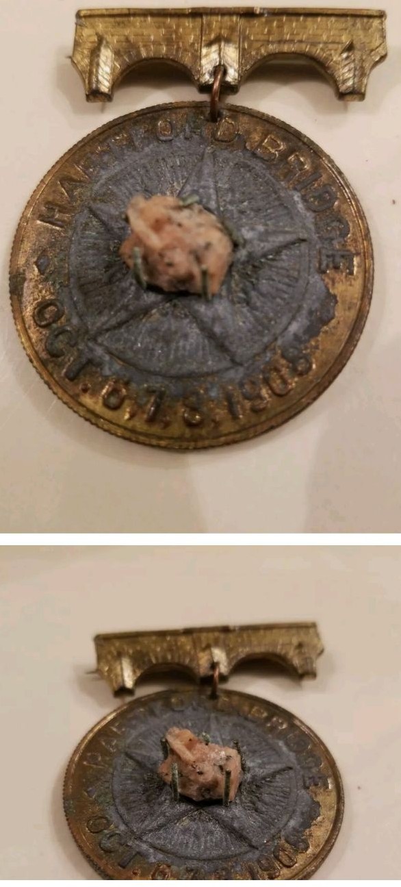 1908 HARTFORD BRIDGE Connecticut DEDICATION Medal & Orig Stone Relic Mount #1