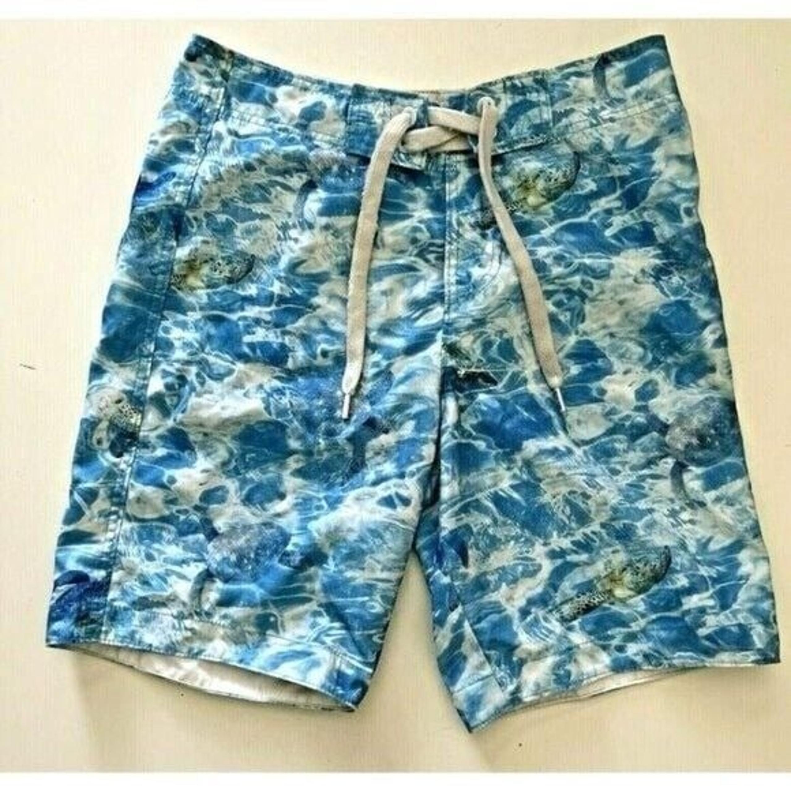 Abercrombie & Fitch Swim Trunks Mens Small Blue Board Shorts Waves Turtle