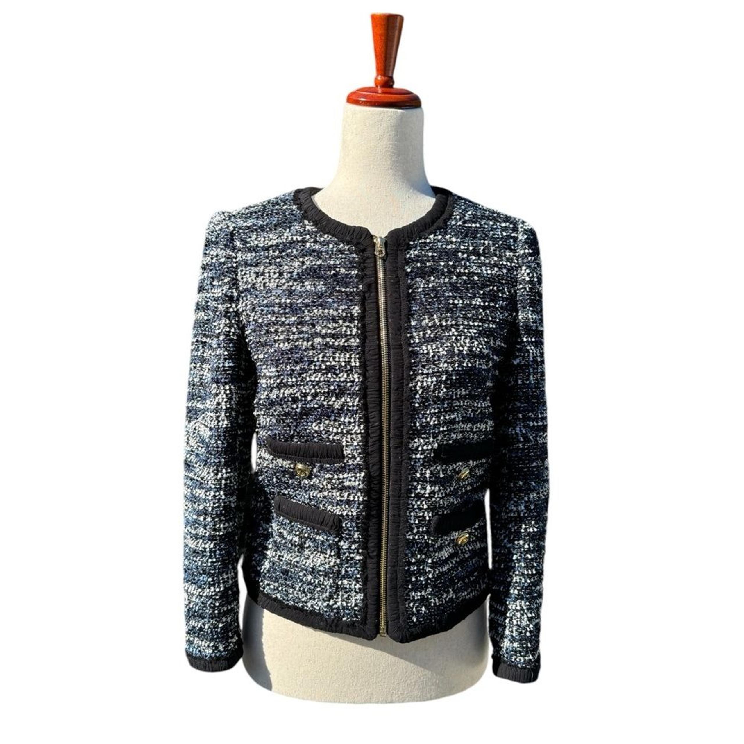 Juicy Couture Tweed Blue and White Cropped Blazer Size 2