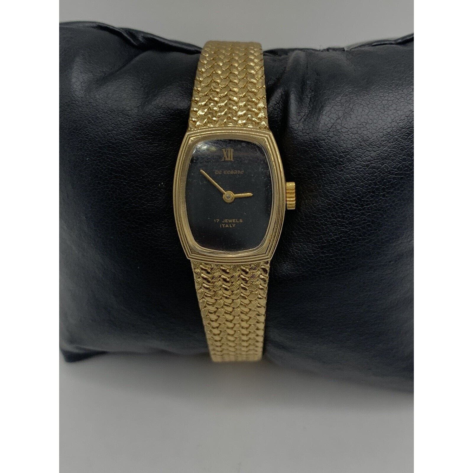 Vintage De Cesare Women’s Quartz Watch 18K Gold Plated Case Bracelet Dial Swiss