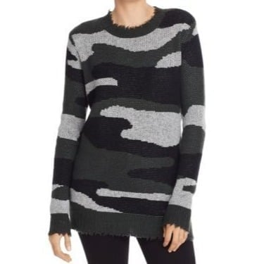Aqua Womens Camo Jacquard Cashmere Sweater Size Small Exclusive Bloomingdales