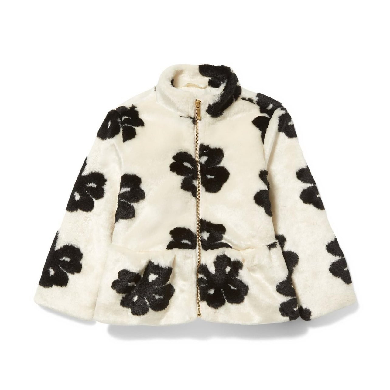 Janie and Jack New White Faux Fur Floral Coat