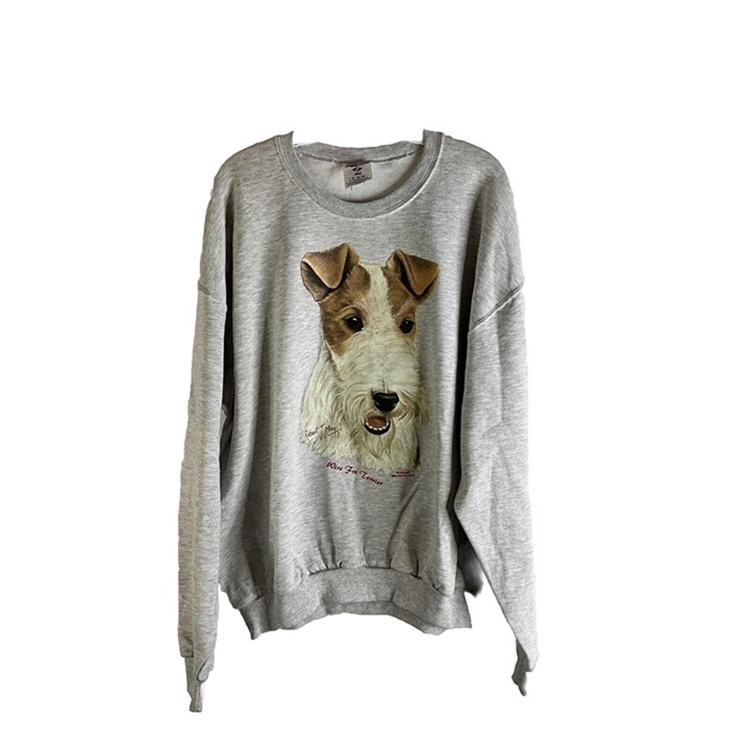Vintage 90s Wire Fox Terrier Dog Faded Crewneck Sweatshirt XL