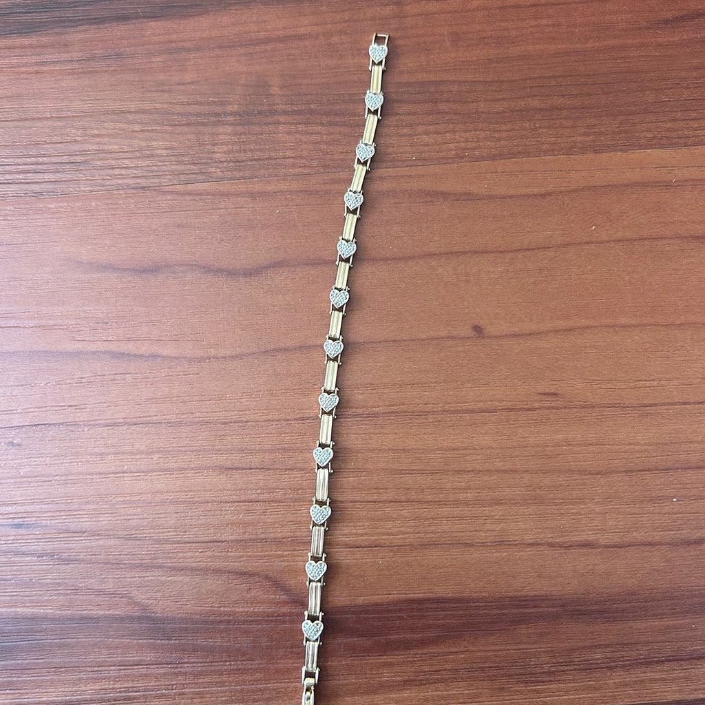 Diamond Heart Tennis Italy 10k Gold Bracelet