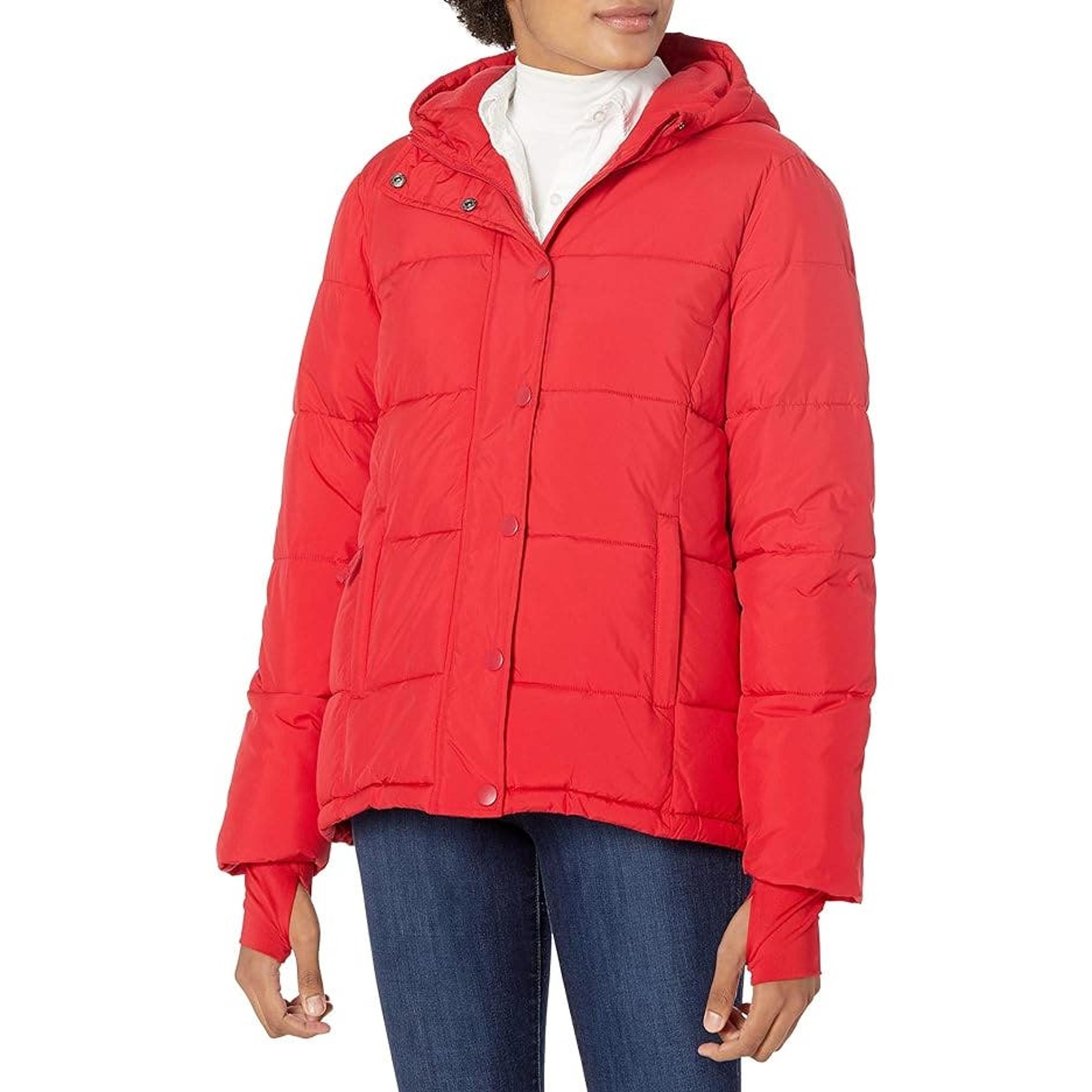 Women's Heavyweight Long-Sleeve Hooded Puffer Coat, Poppy Red, Medium - Amazon