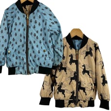 Mini Rodini Kids Reversible Unicorn Robot Print Bomber Jacket Unisex 104-110