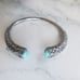 Silver Antique Vintage Style Bangle Hollow Enamel Bracelet Turquoise Stones