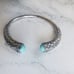 Silver Antique Vintage Style Bangle Hollow Enamel Bracelet Turquoise Stones
